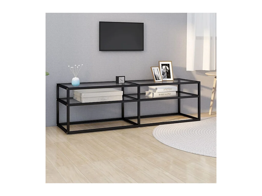 Meuble TV Transparent 140x40x40,5 cm Verre trempé