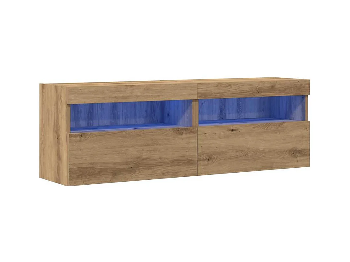 Meuble TV mural Montage mural chêne artisanal 60 x 30 x 40 cm