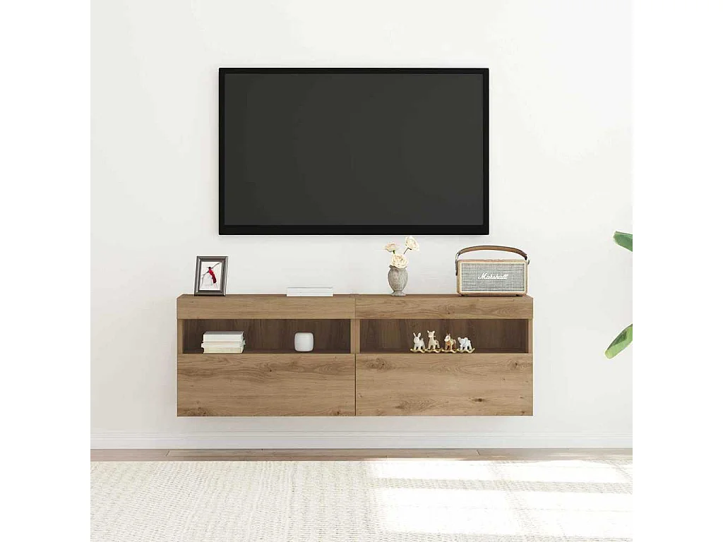 Meuble TV mural Montage mural chêne artisanal 60 x 30 x 40 cm