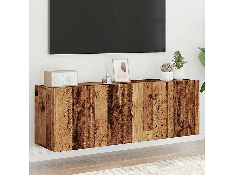 2-delige wandmeubels voor tv, oud hout, 60x30x41 cm