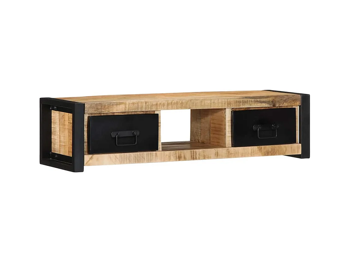 Meuble TV 100x30x25 cm bois massif de manguier brut