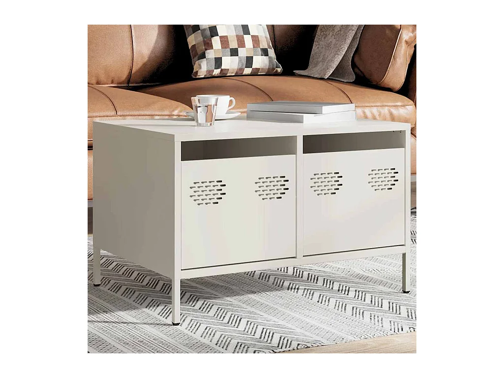 Meuble TV blanc 68x50x43,5 cm acier laminé à froid