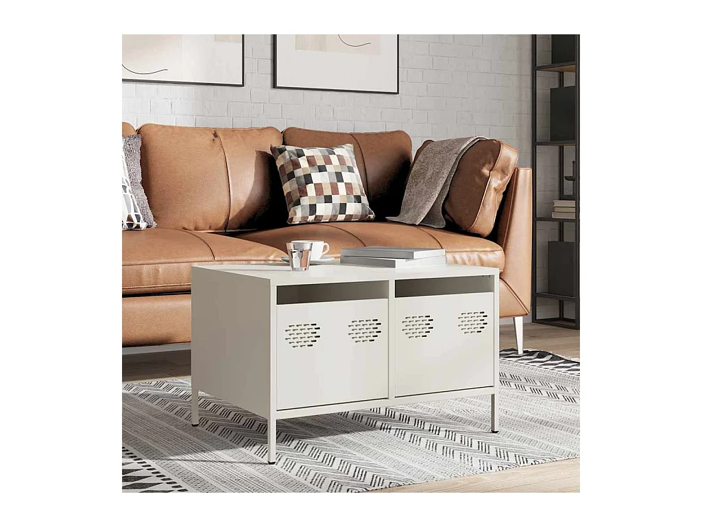 Meuble TV blanc 68x50x43,5 cm acier laminé à froid