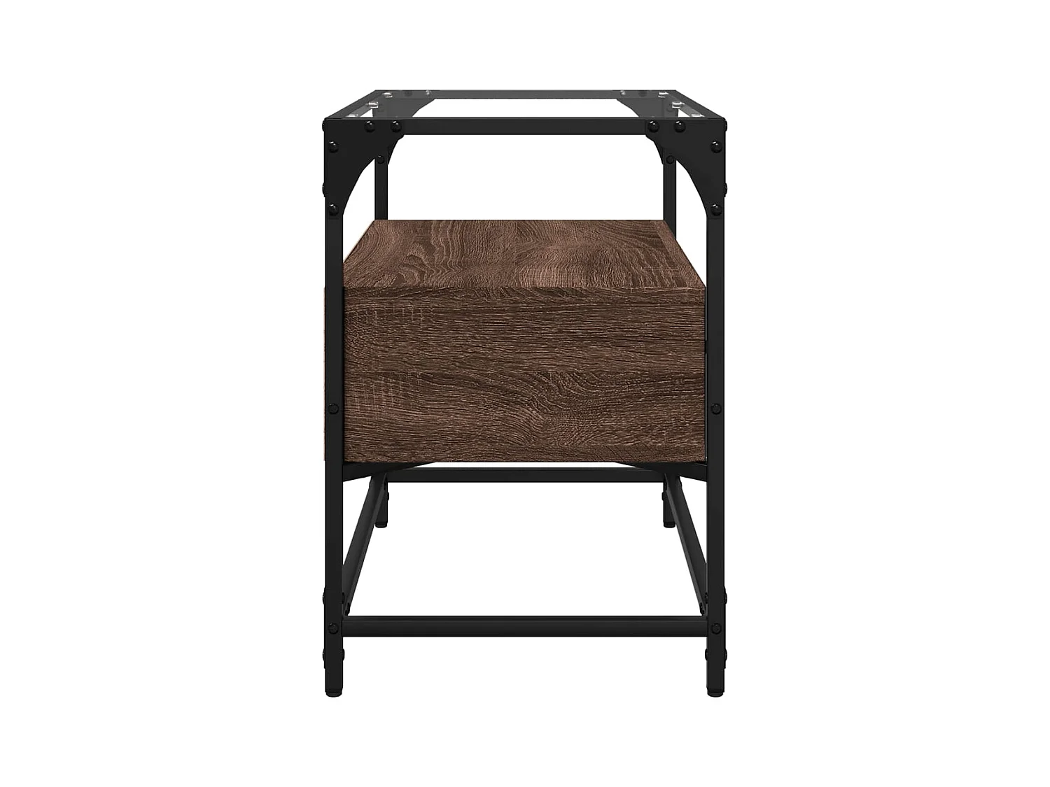 Mobile TV con piano in vetro, legno ingegnerizzato rovere marrone