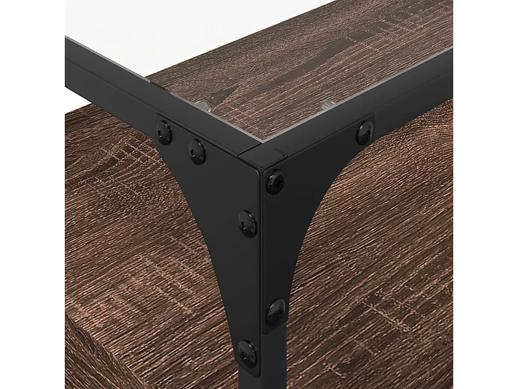 Mobile TV con piano in vetro, legno ingegnerizzato rovere marrone