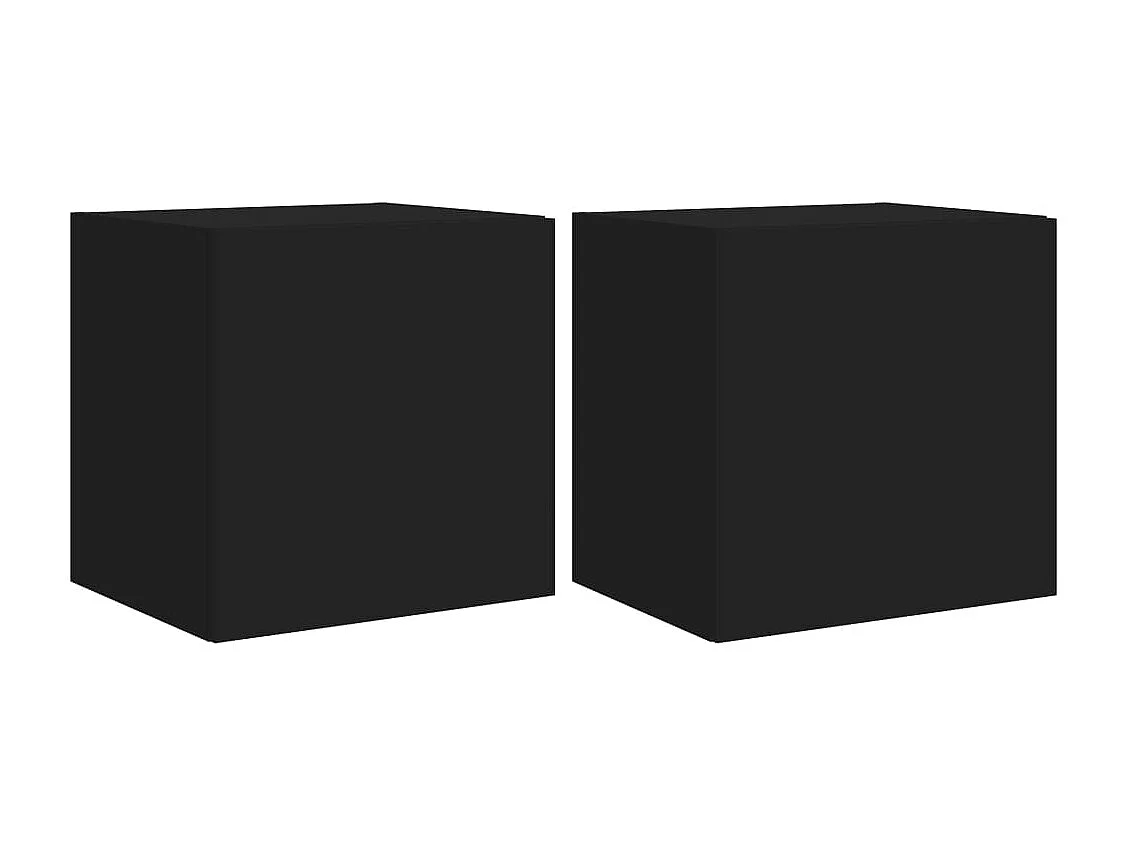 Mobili TV a parete con luci LED 2 pezzi nero 40,5x35x40 cm