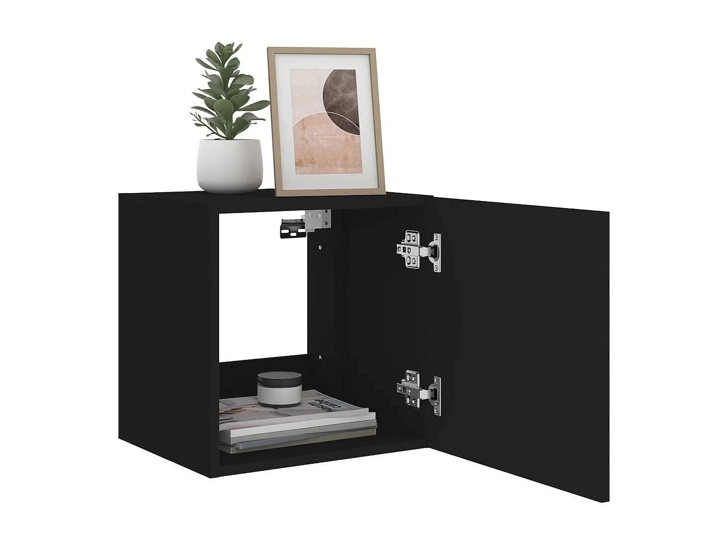 Mobili TV a parete con luci LED 2 pezzi nero 40,5x35x40 cm