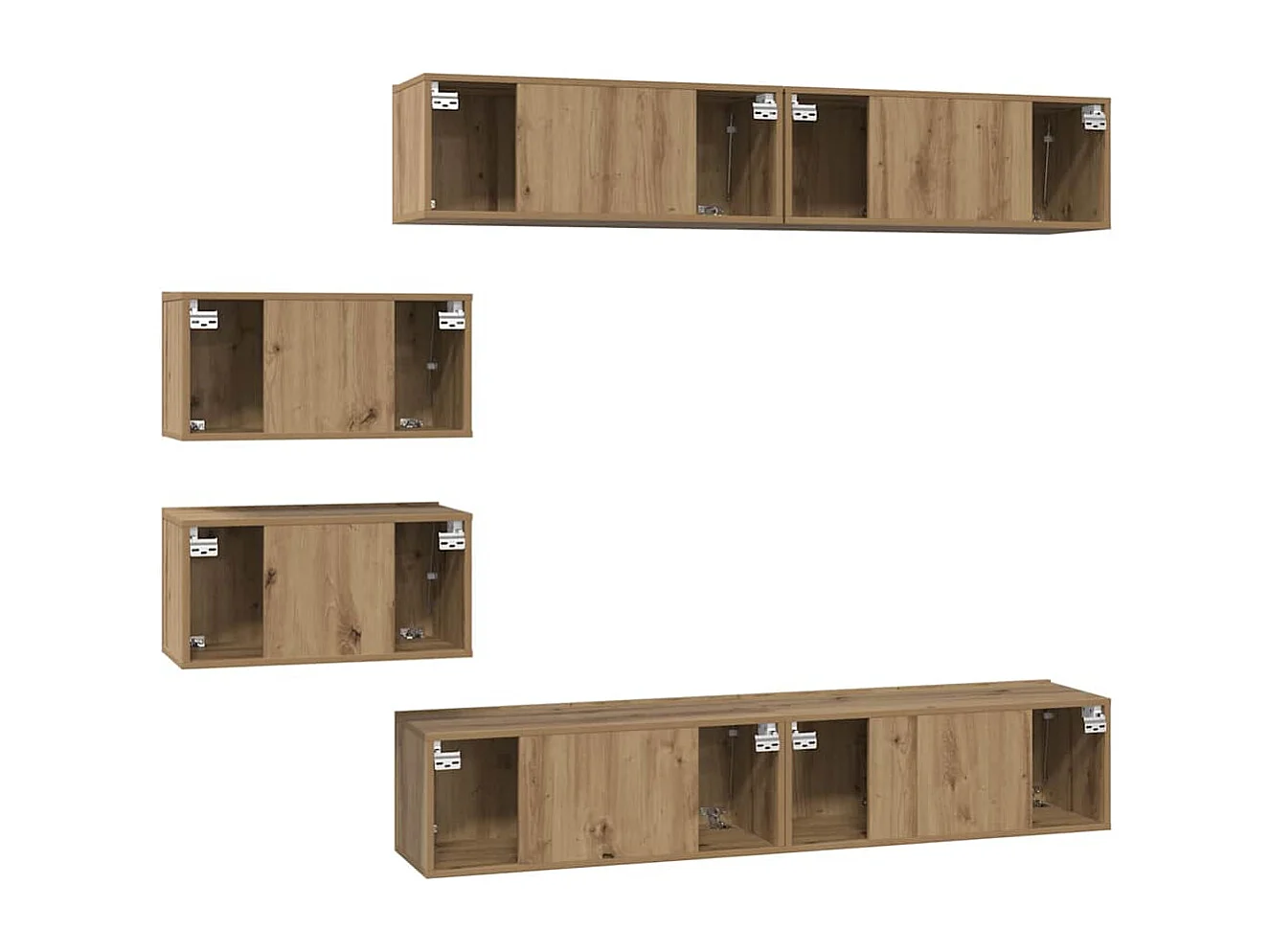 Set porta TV da parete 6 pezzi in rovere artigianale