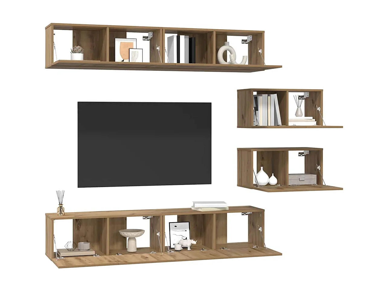 Ensemble de meubles TV Montage mural 6 pcs chêne artisanal