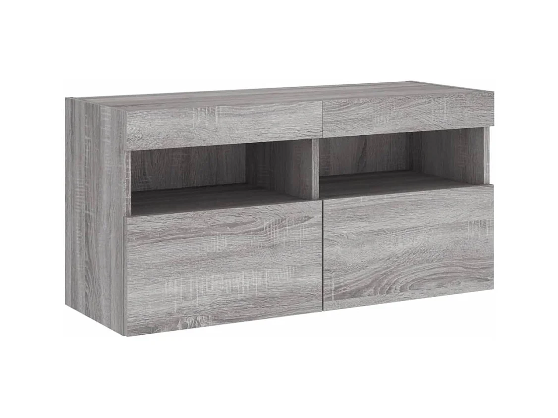 Wandmeubel met LED-verlichting Sonoma grijs 80x30x40 cm
