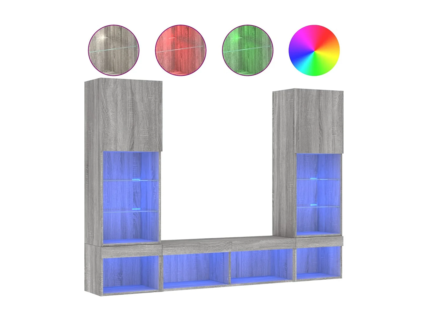 Parete attrezzata per TV LED da 5 pezzi in legno ingegnerizzato Sonoma Gray