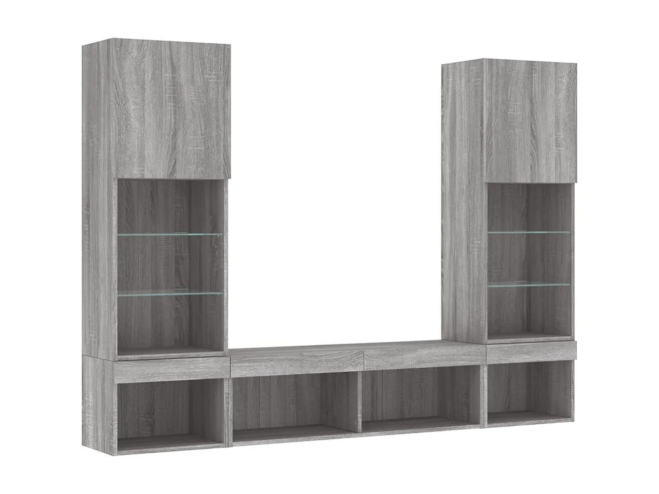 Parete attrezzata per TV LED da 5 pezzi in legno ingegnerizzato Sonoma Gray