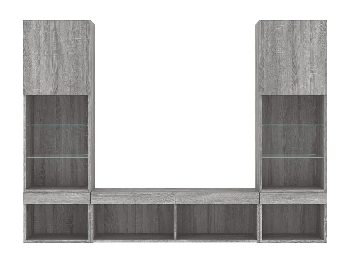 Parete attrezzata per TV LED da 5 pezzi in legno ingegnerizzato Sonoma Gray