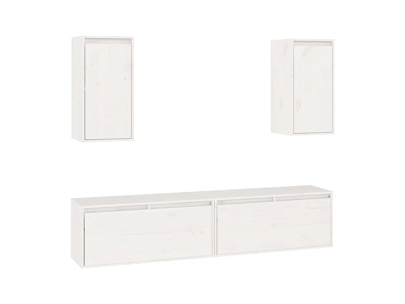 Conjunto de mueble de TV de 4 piezas Blanco Madera maciza de pino