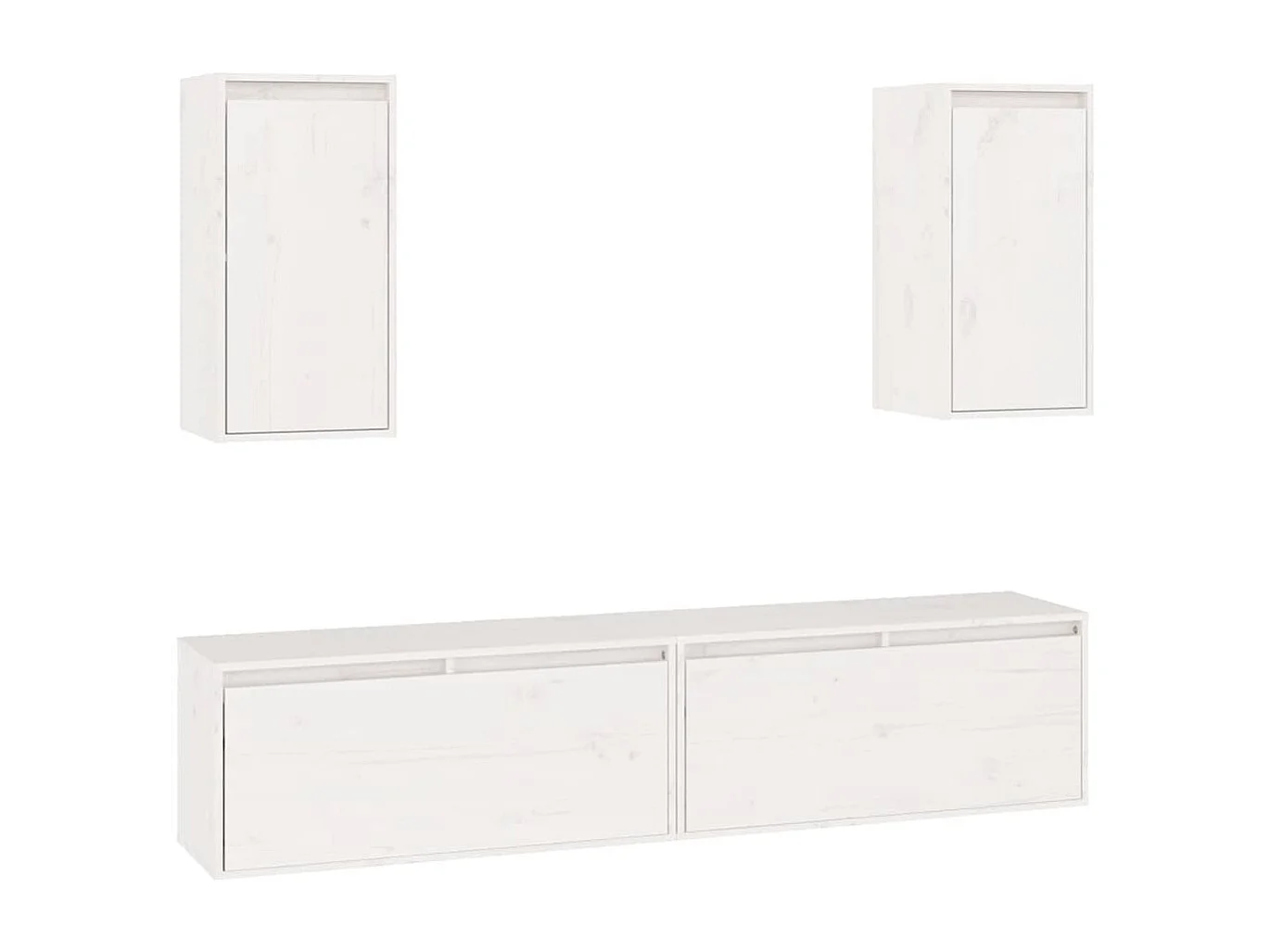 Set di mobili TV da 4 pezzi in legno massello di pino bianco