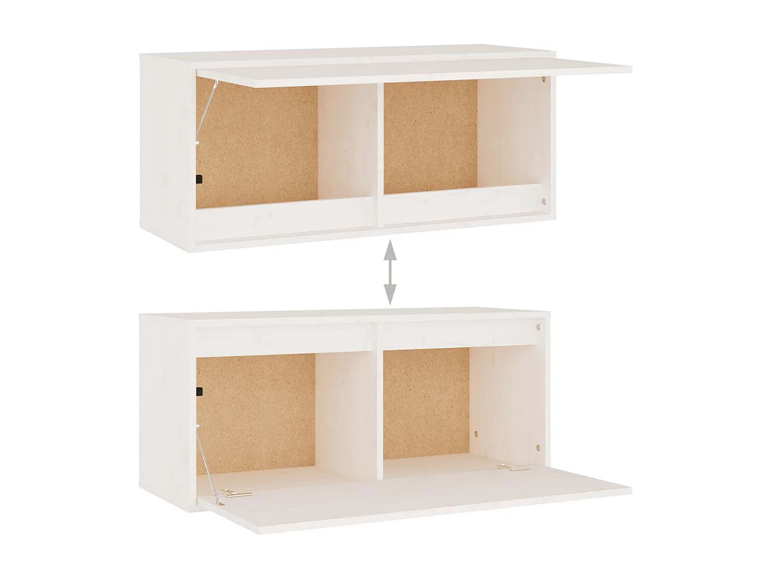 Set di mobili TV da 4 pezzi in legno massello di pino bianco