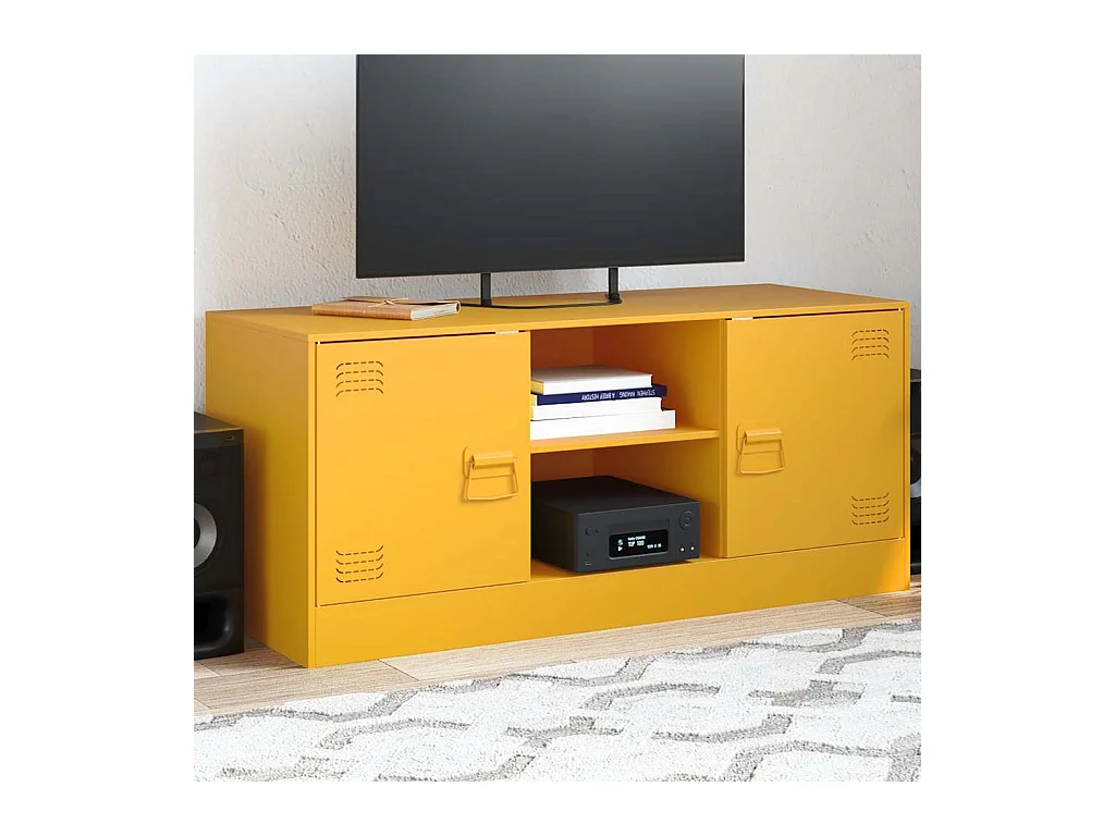 Meuble TV jaune moutarde 99x39x44 cm acier