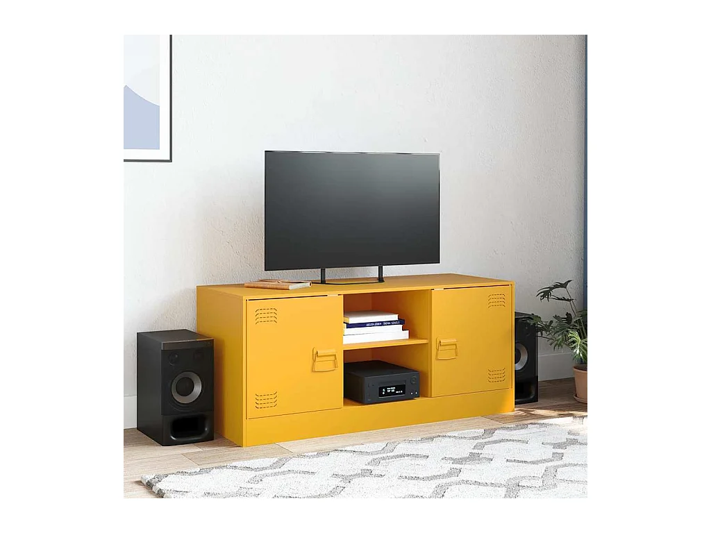 Mueble de TV amarillo mostaza 99x39x44 cm acero