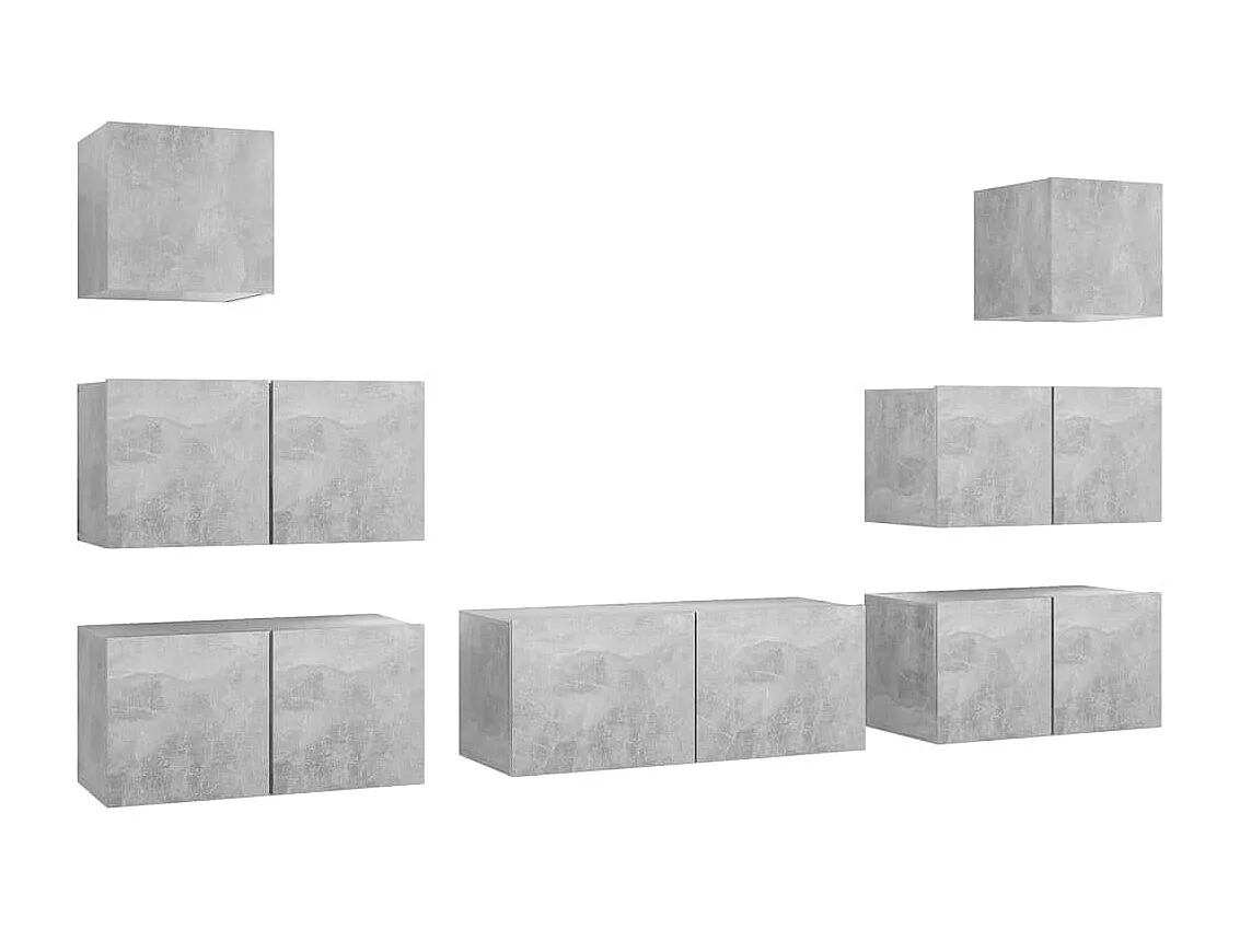 Conjunto de mueble para TV de 7 piezas en madera de ingeniería color gris hormigón