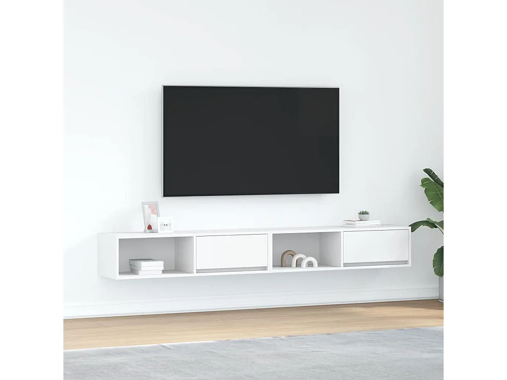 Mobile TV 2 pezzi bianco 100x31x25,5 cm in legno ingegnerizzato