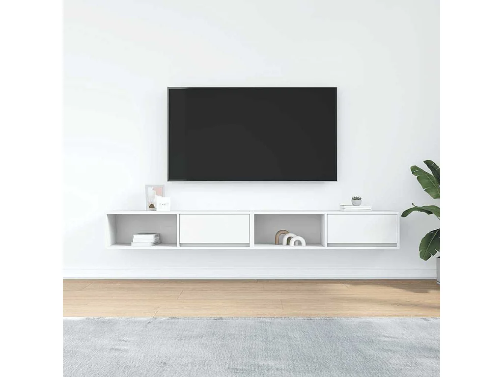 Mobile TV 2 pezzi bianco 100x31x25,5 cm in legno ingegnerizzato