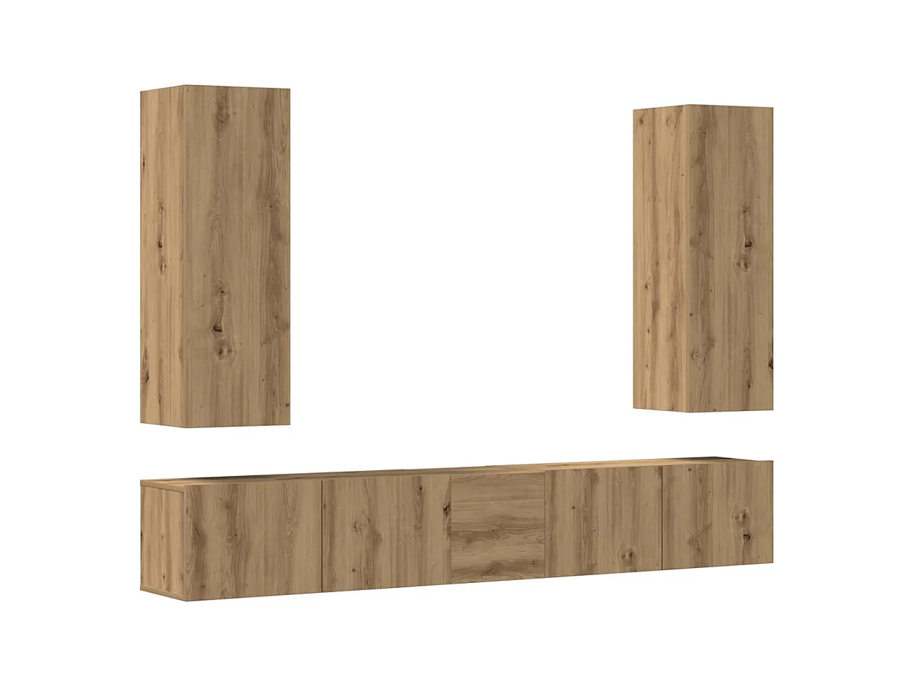 Meubles TV muraux 5 pcs chêne artisanal bois d'ingénierie