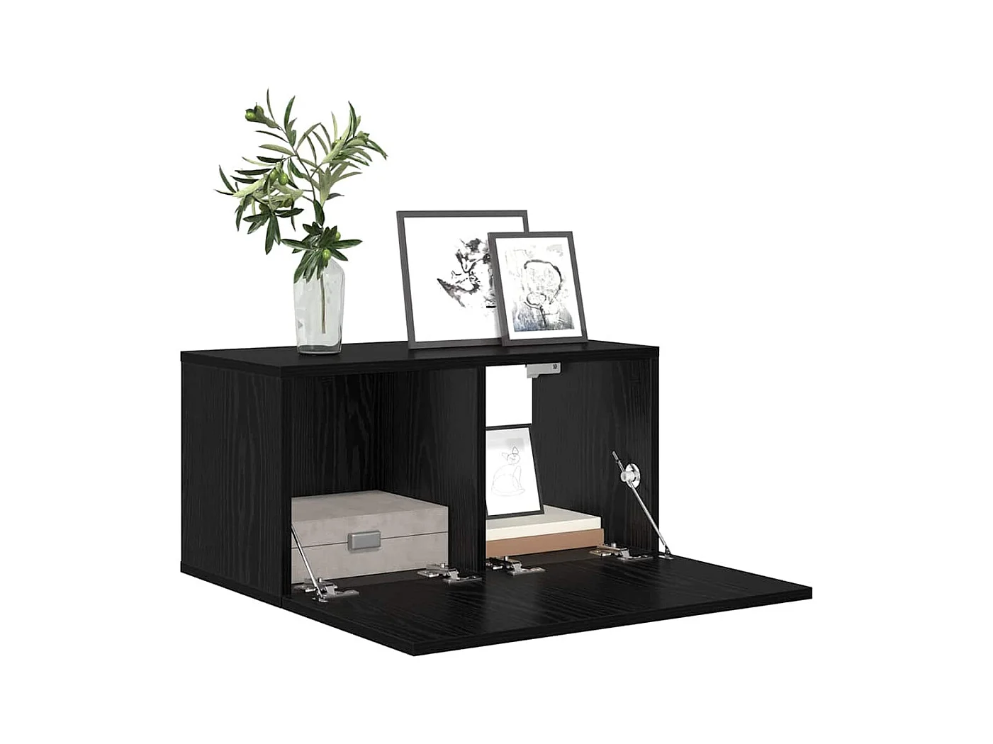 TV-kast 2 stuks Zwart 60 x 30 x 30 cm Bewerkt hout