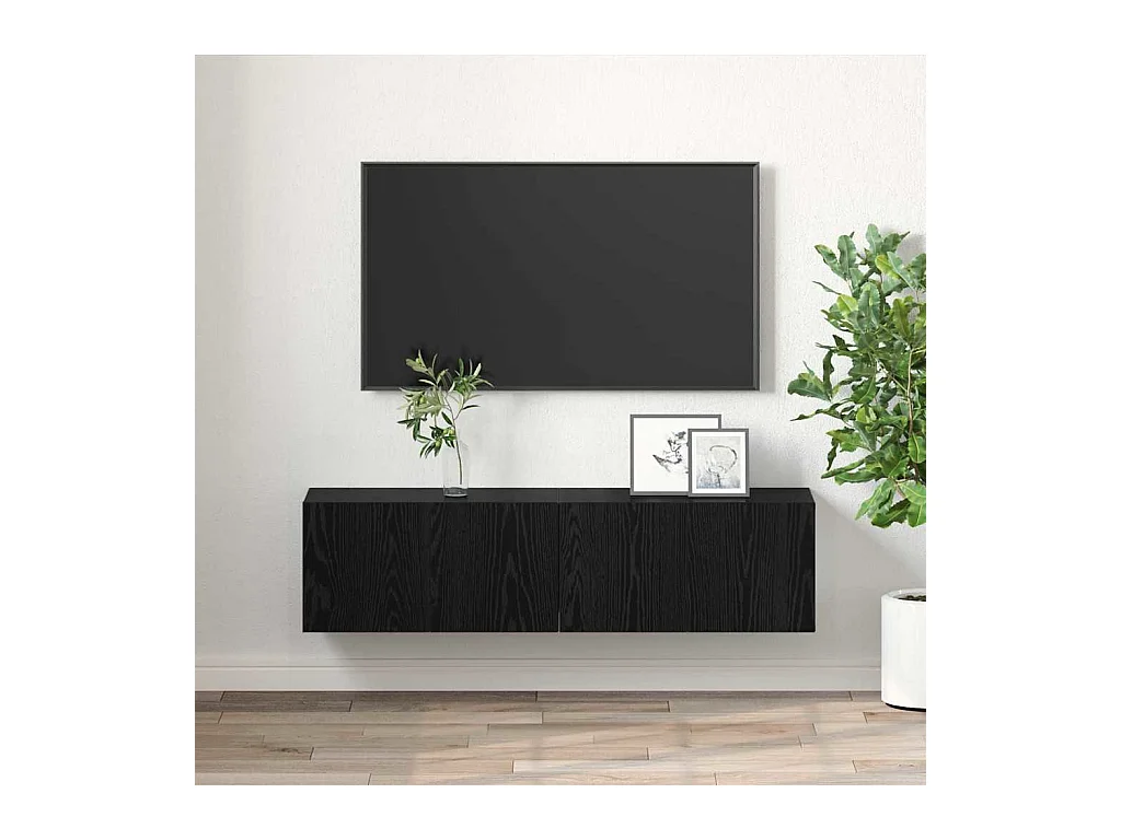 TV-kast 2 stuks Zwart 60 x 30 x 30 cm Bewerkt hout