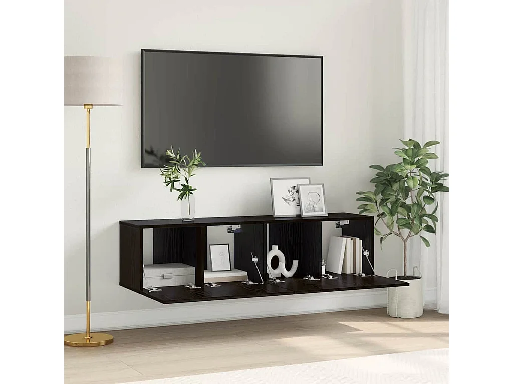 Mueble de TV 2 piezas Negro 60 x 30 x 30 cm Madera de ingeniería
