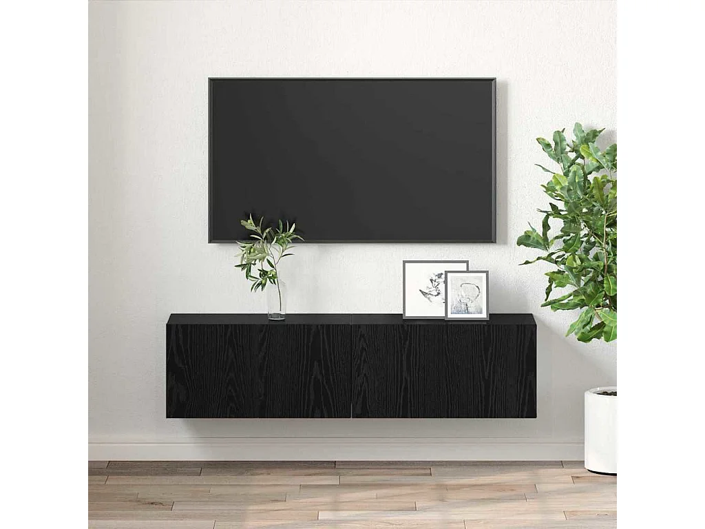 Mueble de TV 2 piezas Negro 60 x 30 x 30 cm Madera de ingeniería
