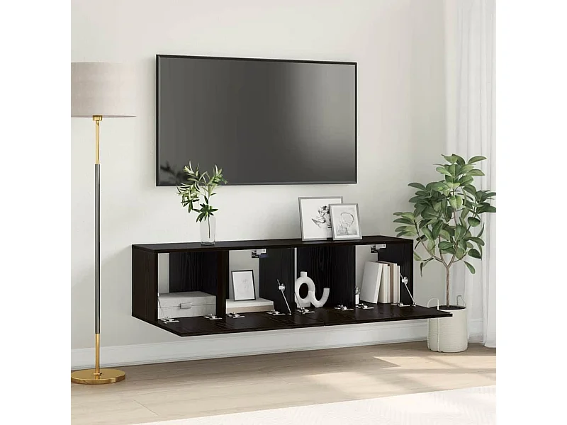 Mueble de TV 2 piezas Negro 60 x 30 x 30 cm Madera de ingeniería