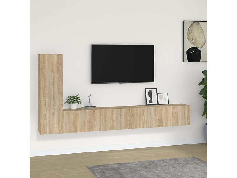 Set di mobili TV da 3 pezzi in legno ingegnerizzato Sonoma Oak