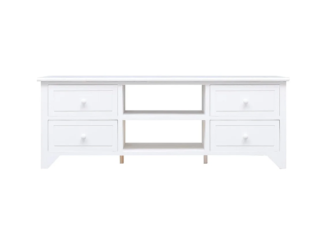 Mueble de TV blanco 108x30x40 cm Madera maciza de Paulownia