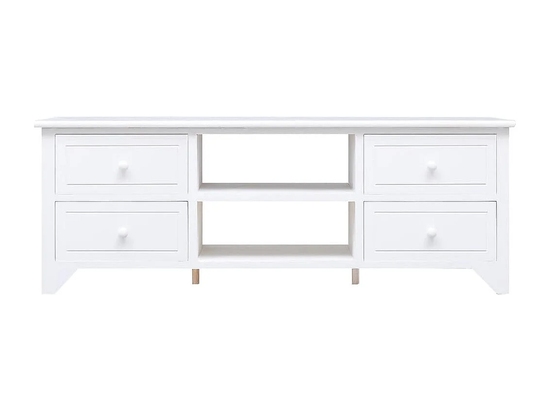 Mobile TV bianco 108x30x40 cm in legno massello di Paulownia