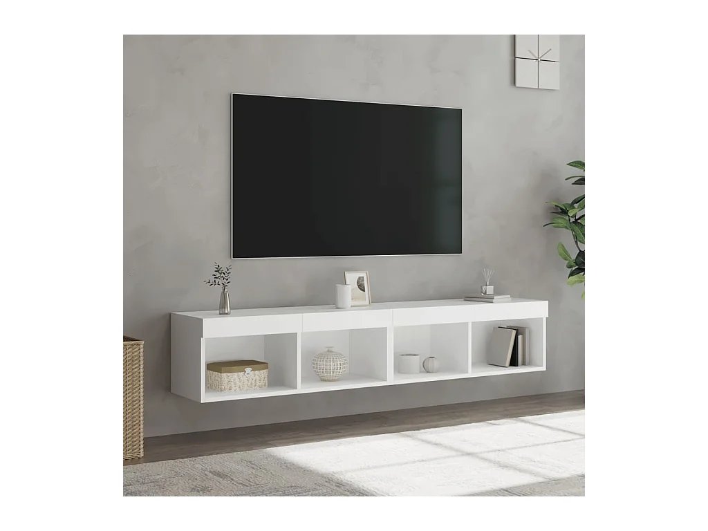 Meubles TV avec lumières LED 2 pcs blanc 80x30x30 cm