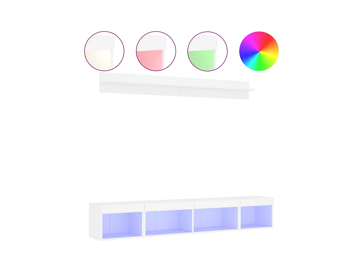 TV-wandmeubels met LED 5 stuks wit bewerkt hout