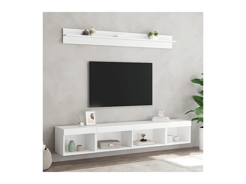 TV-wandmeubels met LED 5 stuks wit bewerkt hout