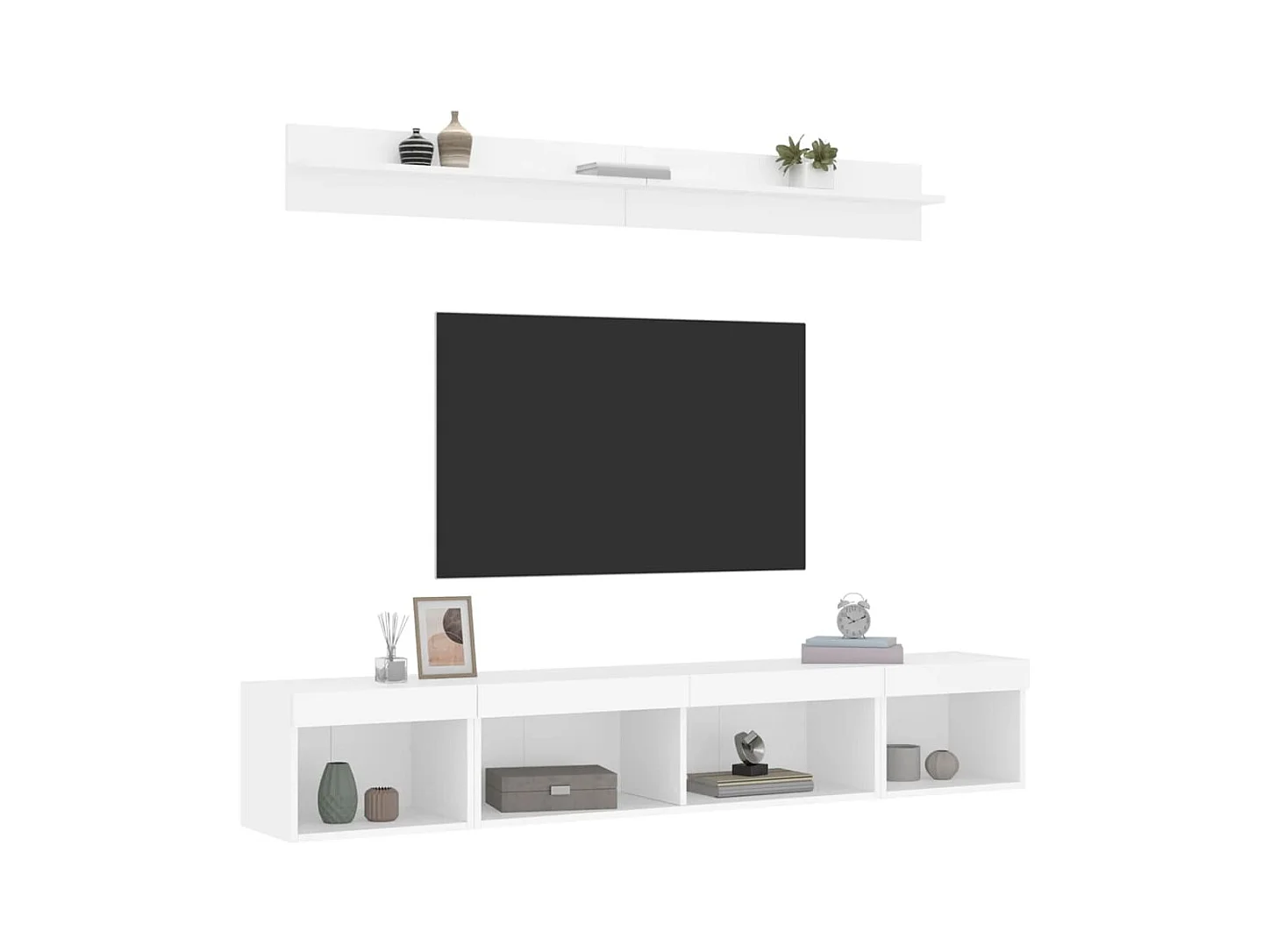 TV-wandmeubels met LED 5 stuks wit bewerkt hout
