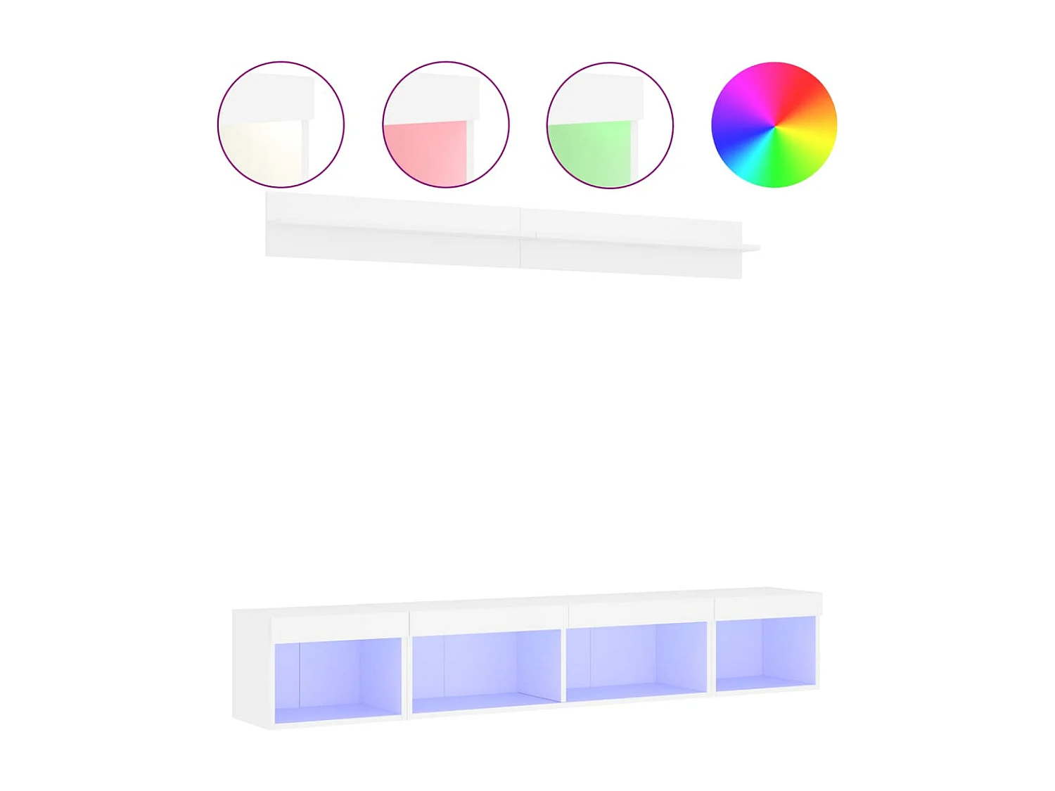 Muebles de pared para TV con LED, 5 piezas, madera de ingeniería blanca