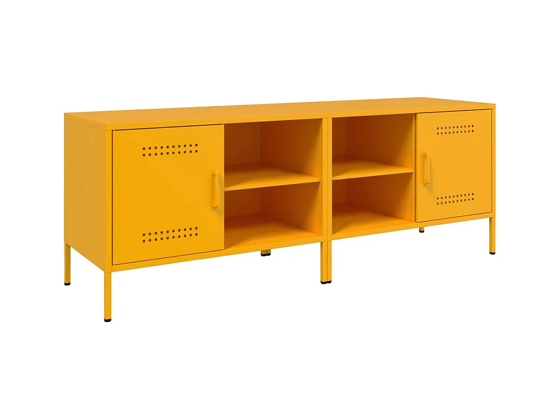 Mueble TV 2 piezas amarillo mostaza 68x39x50,5 cm acero