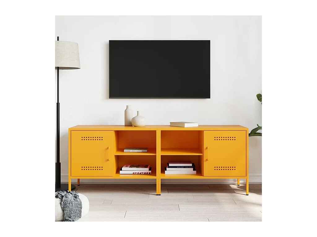 Mueble TV 2 piezas amarillo mostaza 68x39x50,5 cm acero