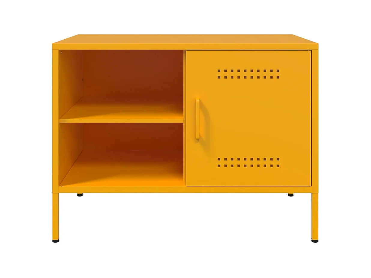 Mueble TV 2 piezas amarillo mostaza 68x39x50,5 cm acero