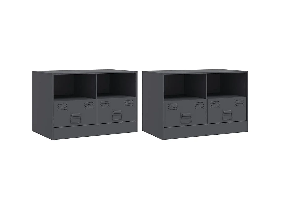 2-delige tv-kast antraciet 67x39x44 cm staal