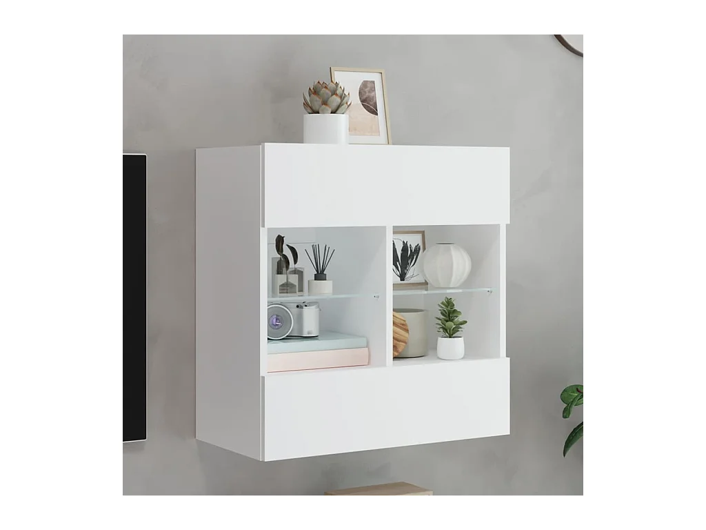 Wandmeubel met ledverlichting, wit, 58,5 x 30 x 60,5 cm