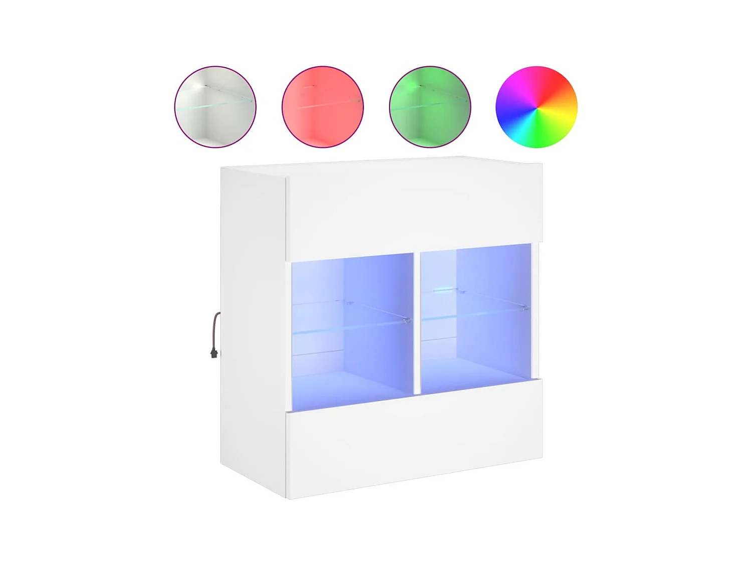 Wandmeubel met ledverlichting, wit, 58,5 x 30 x 60,5 cm