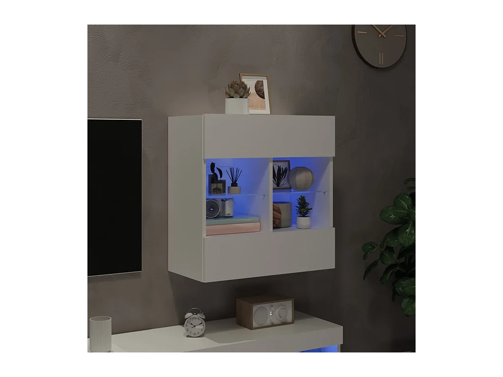 Wandmeubel met ledverlichting, wit, 58,5 x 30 x 60,5 cm