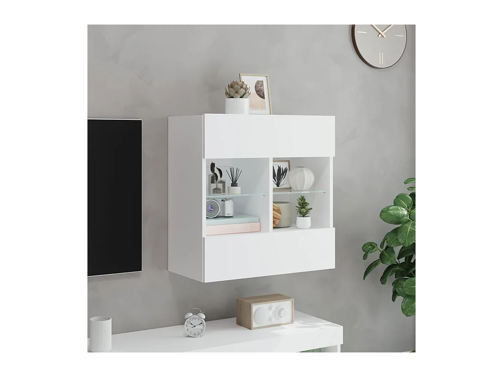 Wandmeubel met ledverlichting, wit, 58,5 x 30 x 60,5 cm