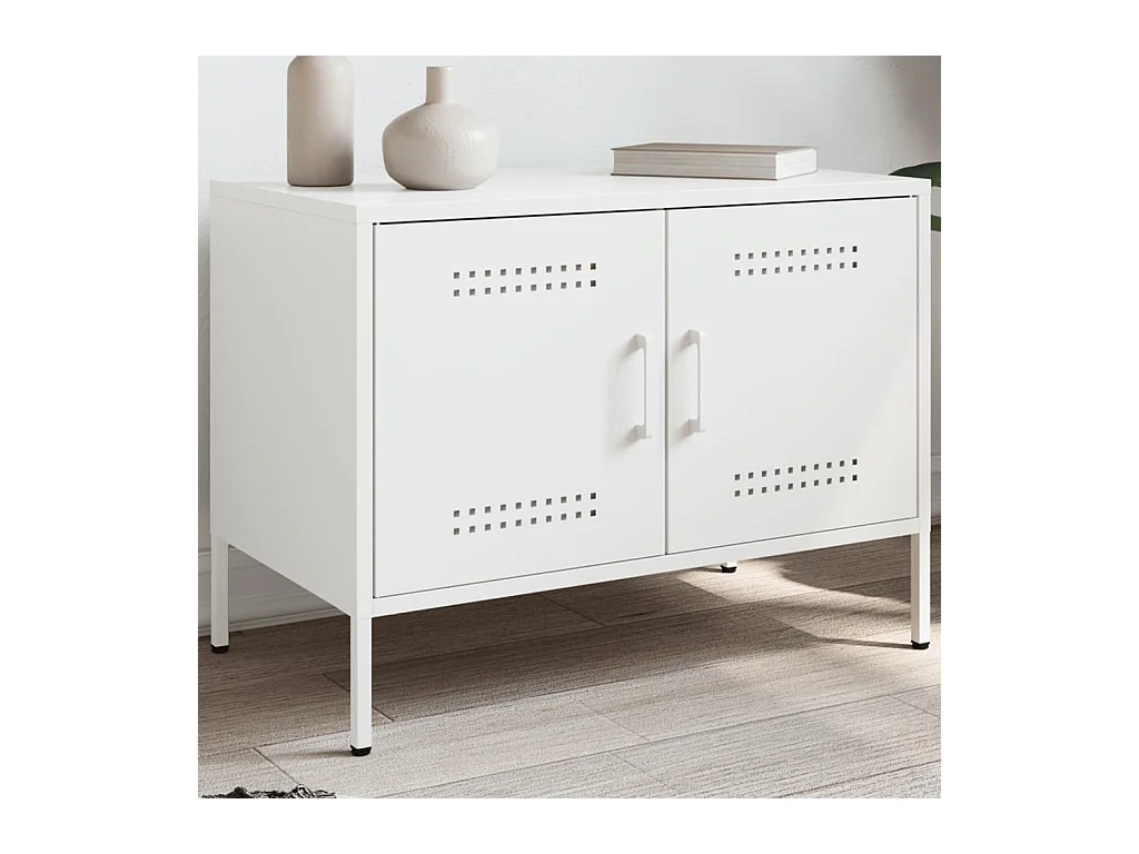 Meuble TV blanc 68x39x50,5 cm acier