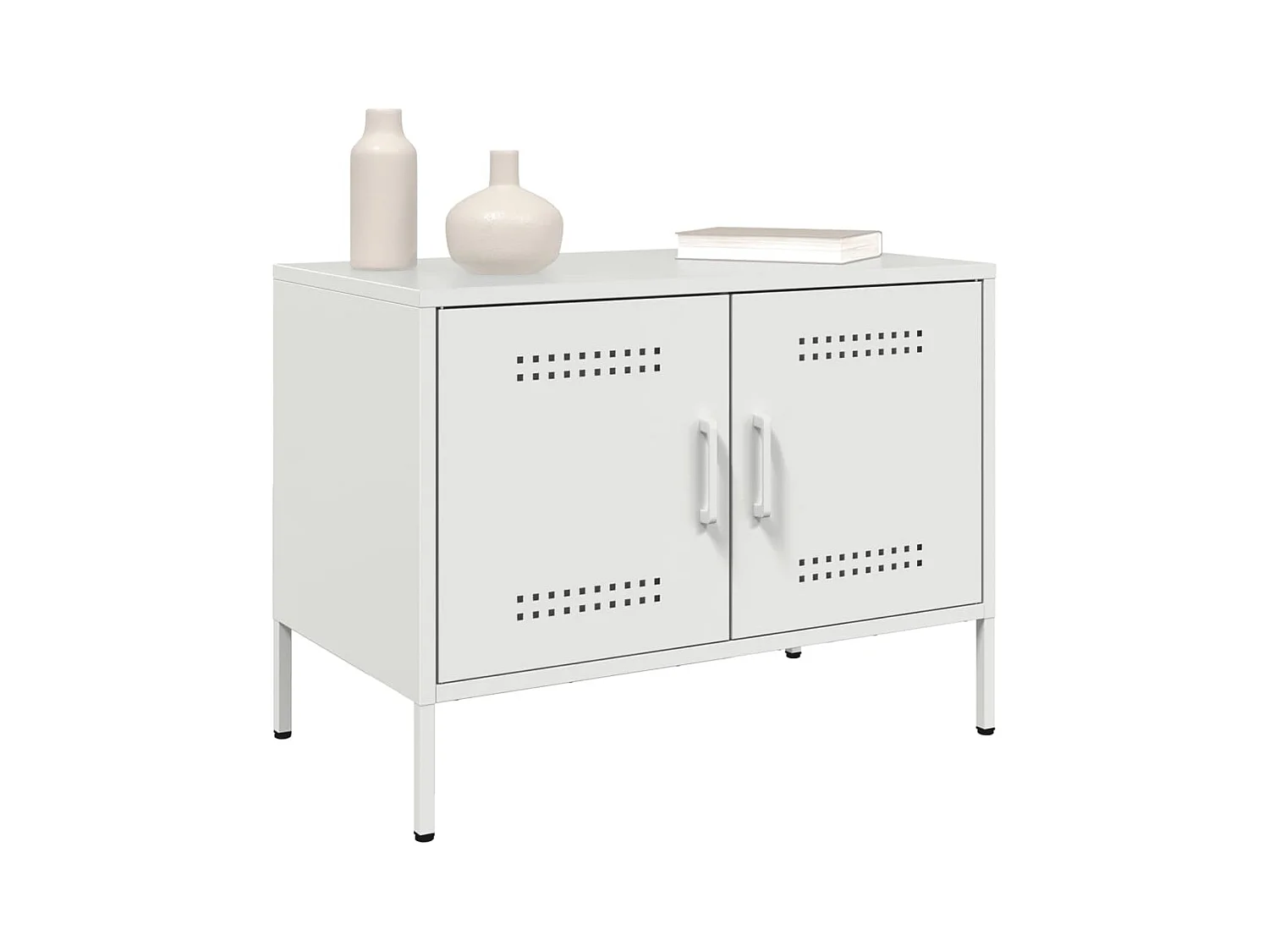 Meuble TV blanc 68x39x50,5 cm acier