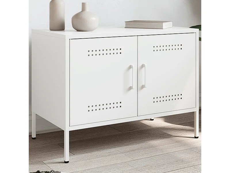 Meuble TV blanc 68x39x50,5 cm acier